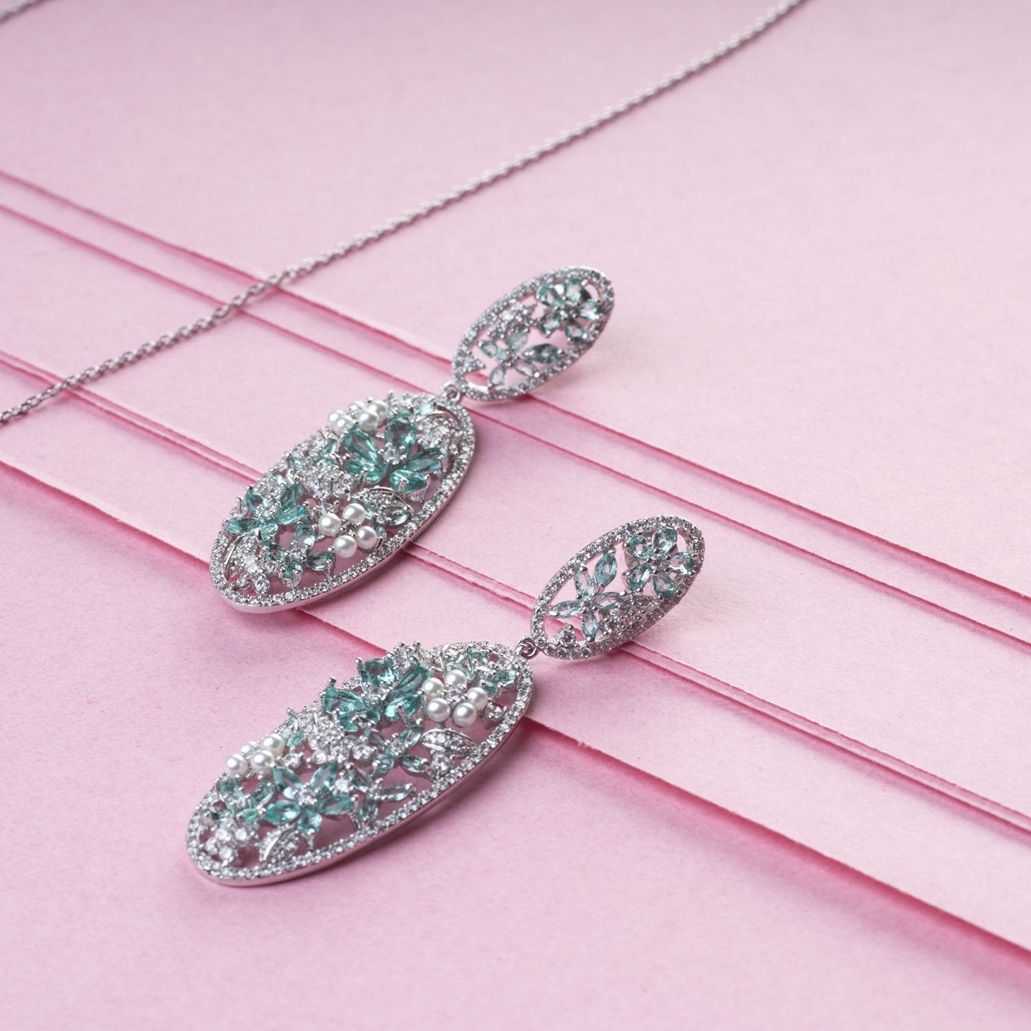 Blue Floral Pendant Set - Kuberlo - Best Gift for - Imitation Jewellery - Designer Jewellery - one gram gold - fashion jewellery