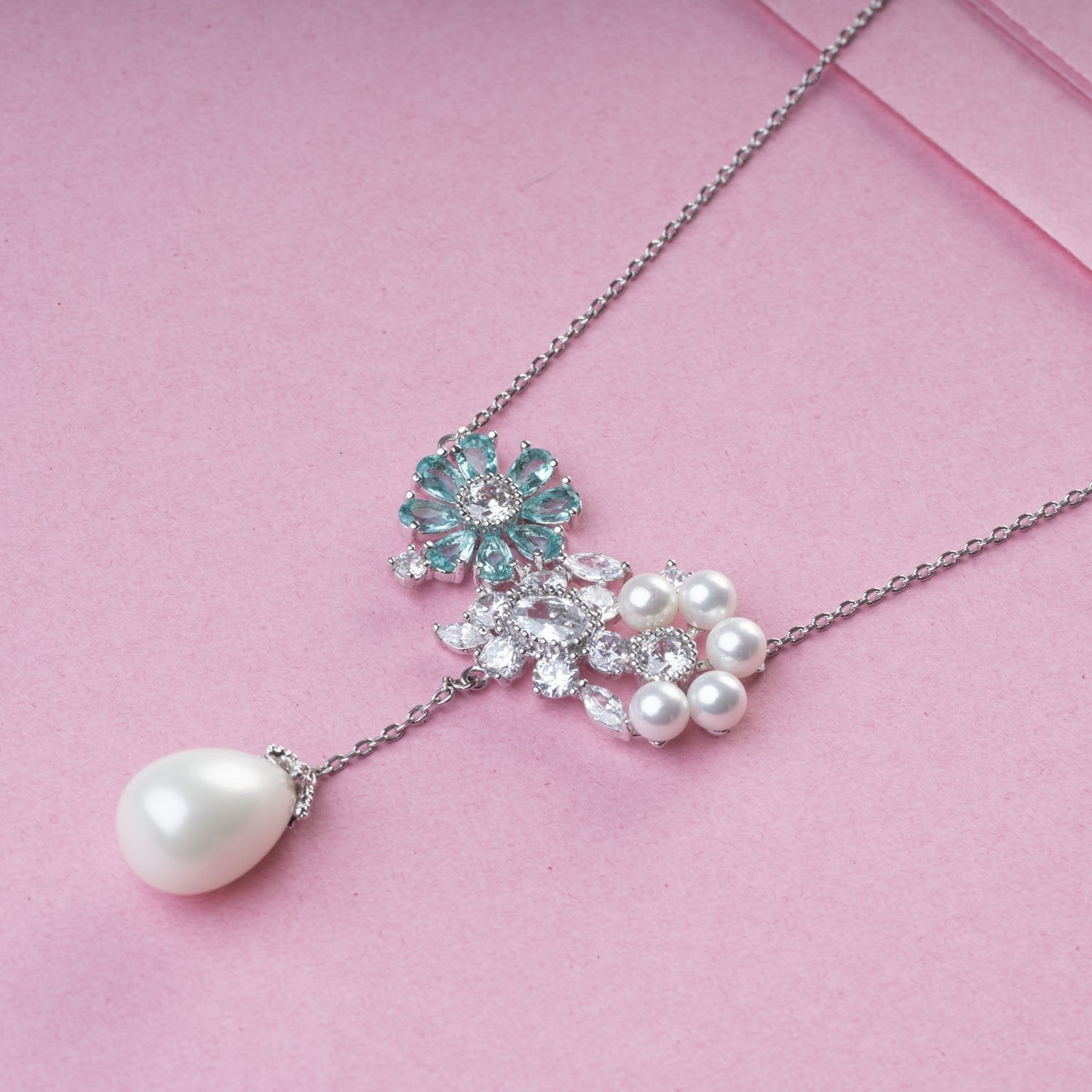 Blue Floral Pendant Set - Kuberlo - Best Gift for - Imitation Jewellery - Designer Jewellery - one gram gold - fashion jewellery