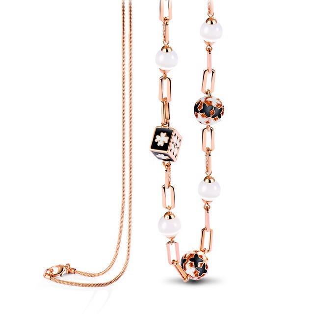 Heera Rose Gold Long Chain Necklace - Kuberlo - Best Gift for - Imitation Jewellery - Designer Jewellery - one gram gold - fashion jewellery