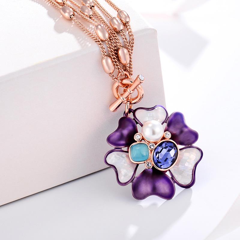 Blue Flora Multi chain Pendant - Kuberlo - Best Gift for - Imitation Jewellery - Designer Jewellery - one gram gold - fashion jewellery