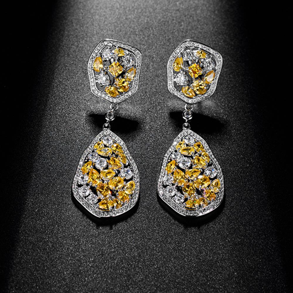 Yellow Crystal Danglers - Kuberlo - Best Gift for - Imitation Jewellery - Designer Jewellery - one gram gold - fashion jewellery