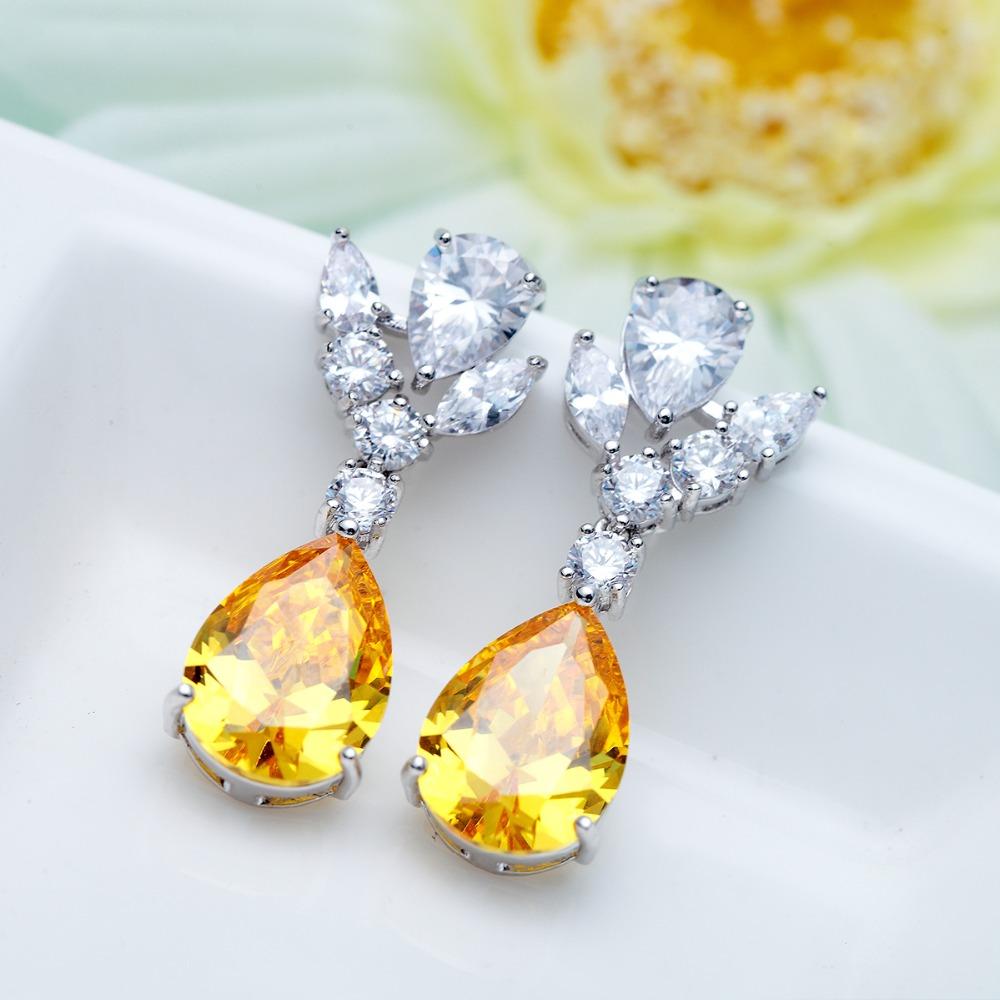 Citrine Crystal Earrings - Kuberlo - Best Gift for - Imitation Jewellery - Designer Jewellery - one gram gold - fashion jewellery