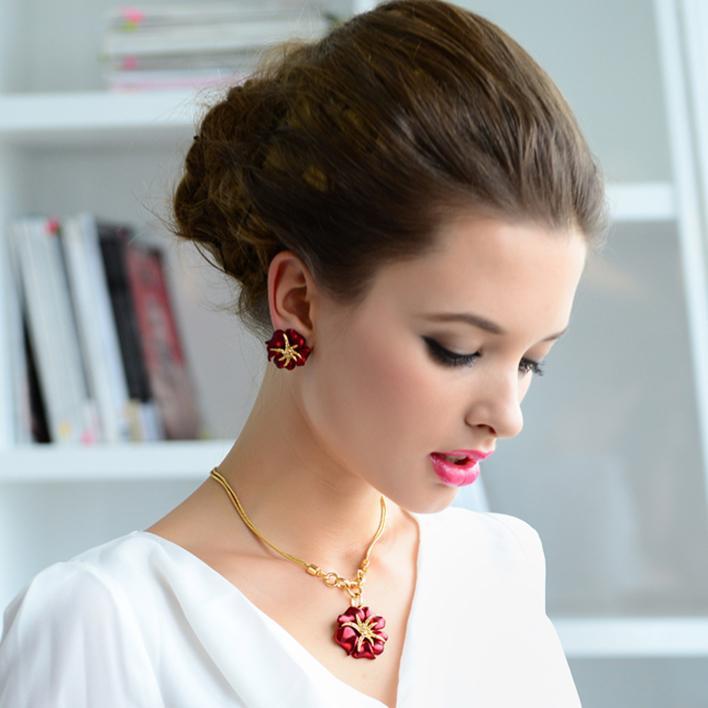 Red Flora Pendant Set - Kuberlo - Best Gift for - Imitation Jewellery - Designer Jewellery - one gram gold - fashion jewellery