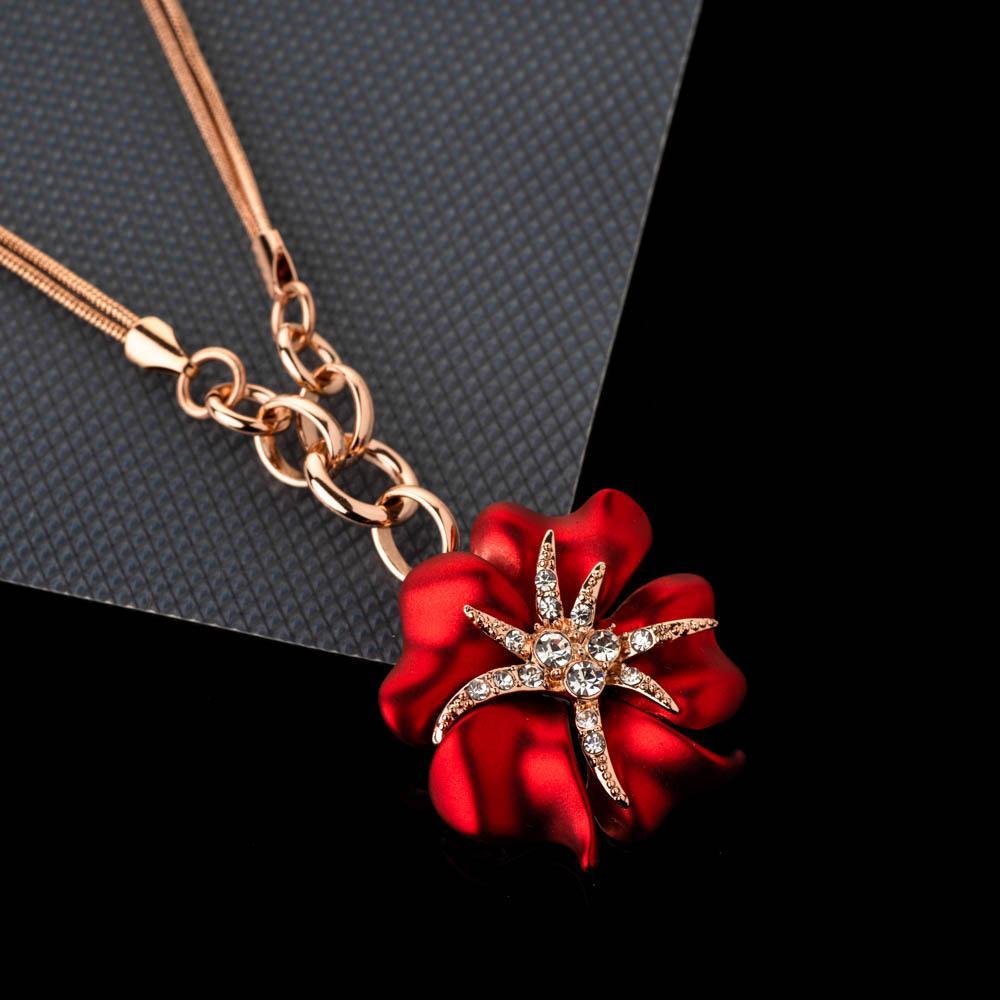 Red Flora Pendant Set - Kuberlo - Best Gift for - Imitation Jewellery - Designer Jewellery - one gram gold - fashion jewellery