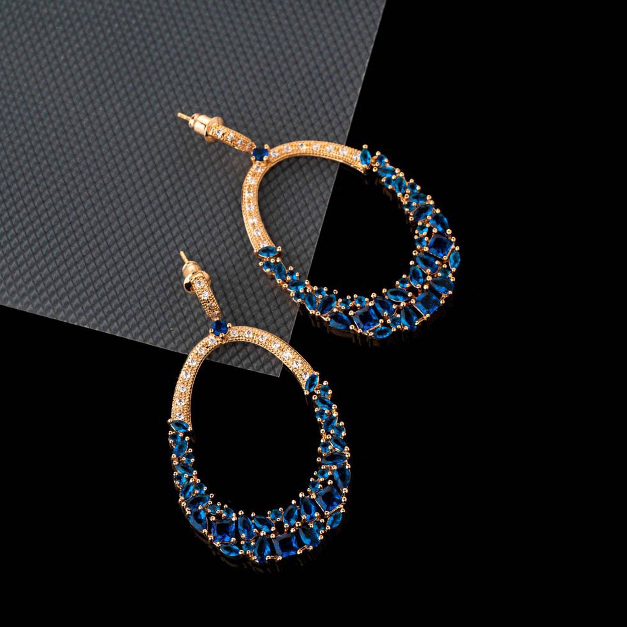 Kanoor Dangler earrings - Blue - Kuberlo - Best Gift for - Imitation Jewellery - Designer Jewellery - one gram gold - fashion jewellery