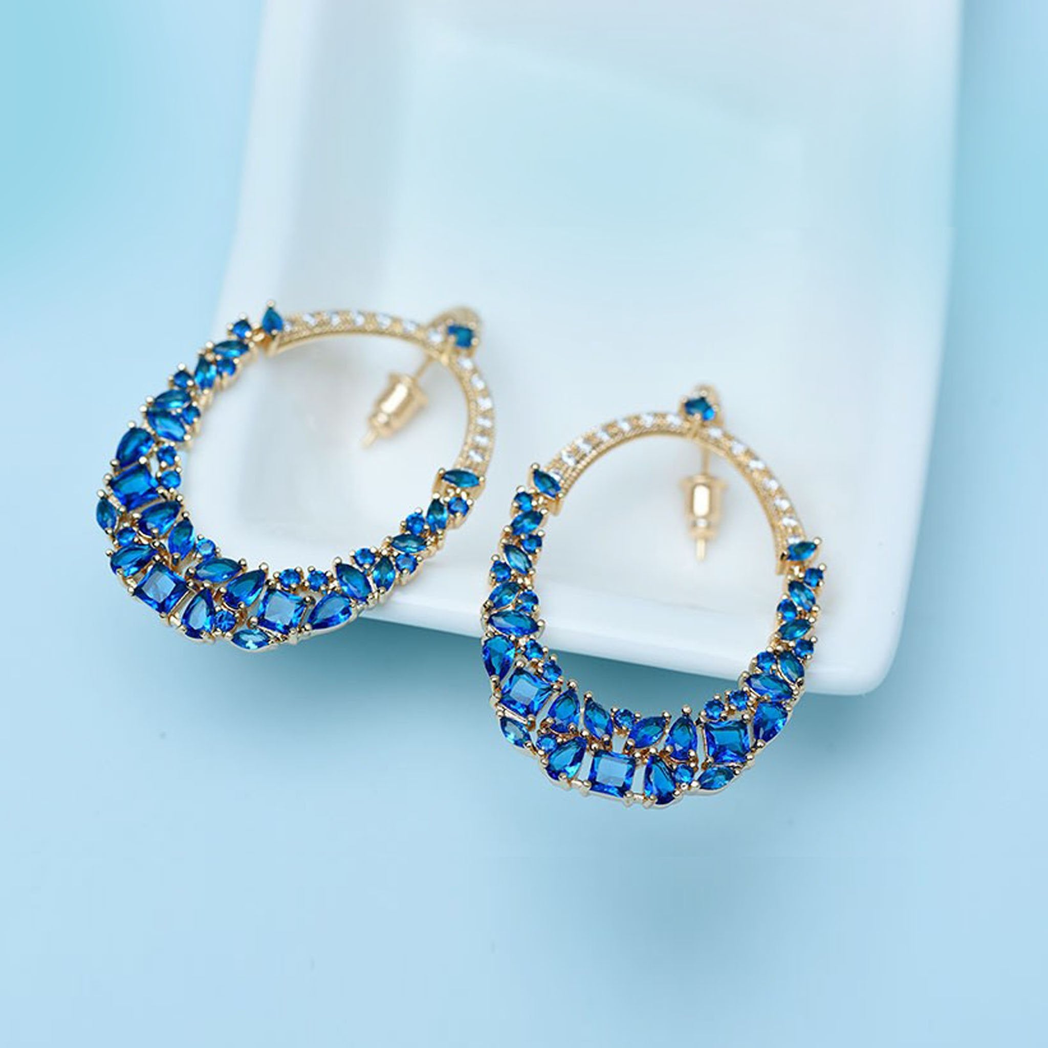 Kanoor Dangler earrings - Blue - Kuberlo - Best Gift for - Imitation Jewellery - Designer Jewellery - one gram gold - fashion jewellery