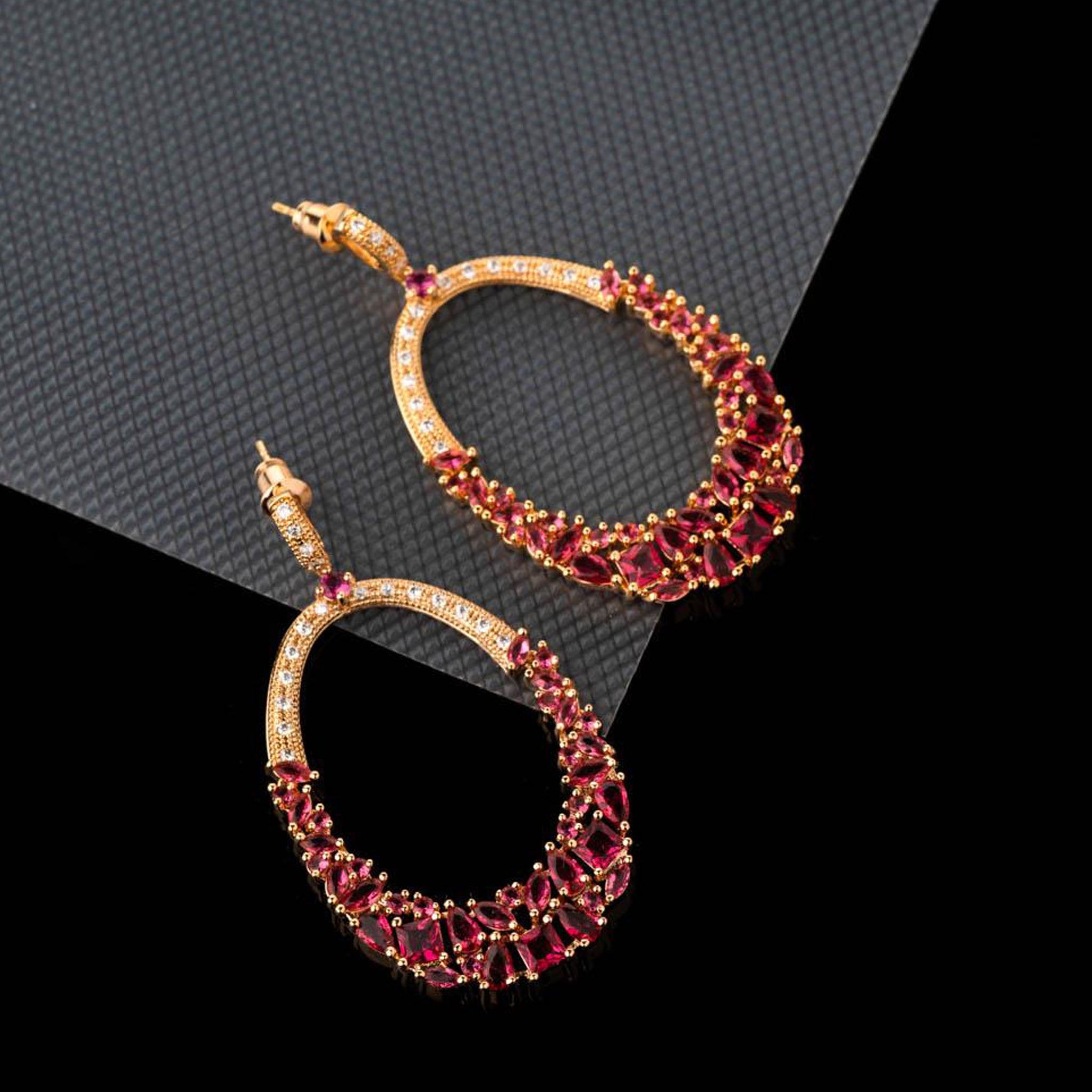 Kanoor Ruby Dangler earrings - Red - Kuberlo - Best Gift for - Imitation Jewellery - Designer Jewellery - one gram gold - fashion jewellery