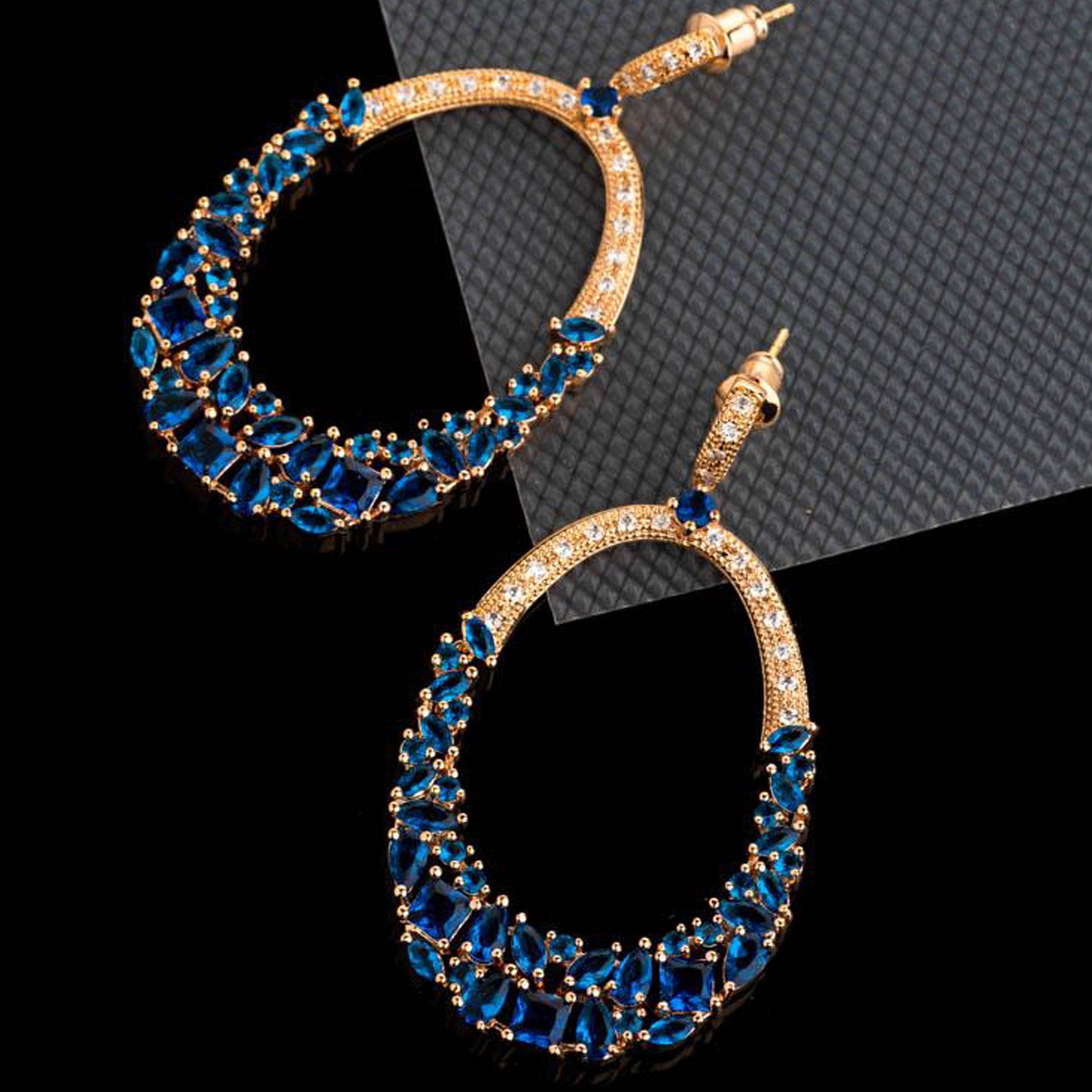 Kanoor Dangler earrings - Blue - Kuberlo - Best Gift for - Imitation Jewellery - Designer Jewellery - one gram gold - fashion jewellery