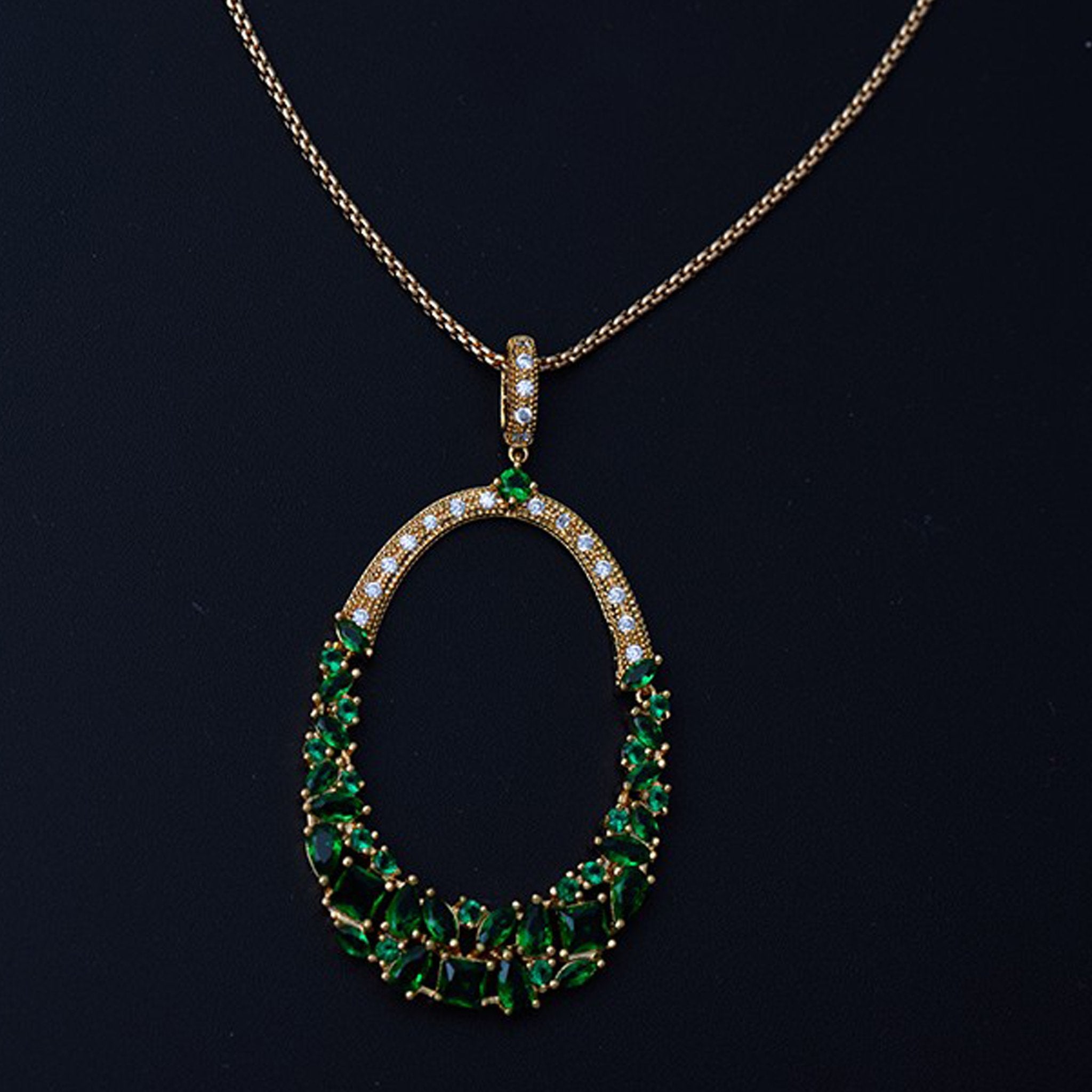 Kanoor Emerald Pendant - Green - Kuberlo - Best Gift for - Imitation Jewellery - Designer Jewellery - one gram gold - fashion jewellery