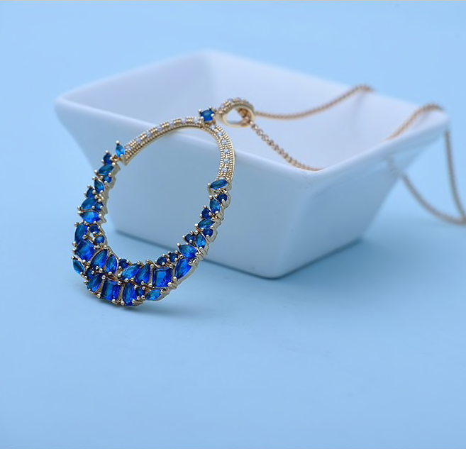 Kanoor Pendant - Blue - Kuberlo - Best Gift for - Imitation Jewellery - Designer Jewellery - one gram gold - fashion jewellery