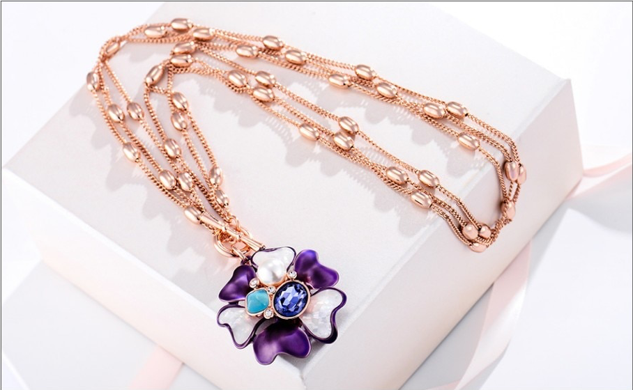 Blue Flora Multi chain Pendant - Kuberlo - Best Gift for - Imitation Jewellery - Designer Jewellery - one gram gold - fashion jewellery