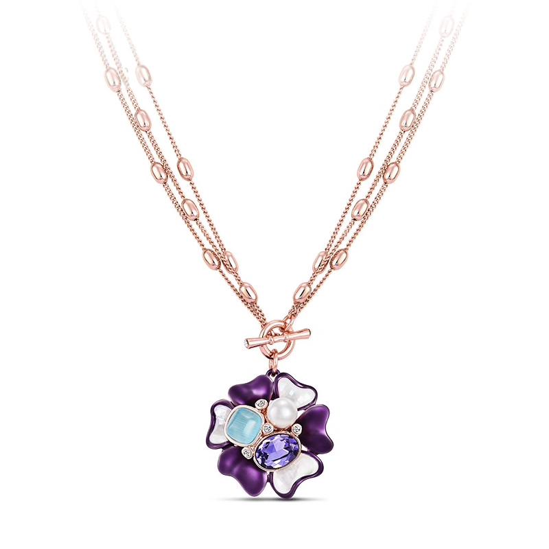Blue Flora Multi chain Pendant - Kuberlo - Best Gift for - Imitation Jewellery - Designer Jewellery - one gram gold - fashion jewellery
