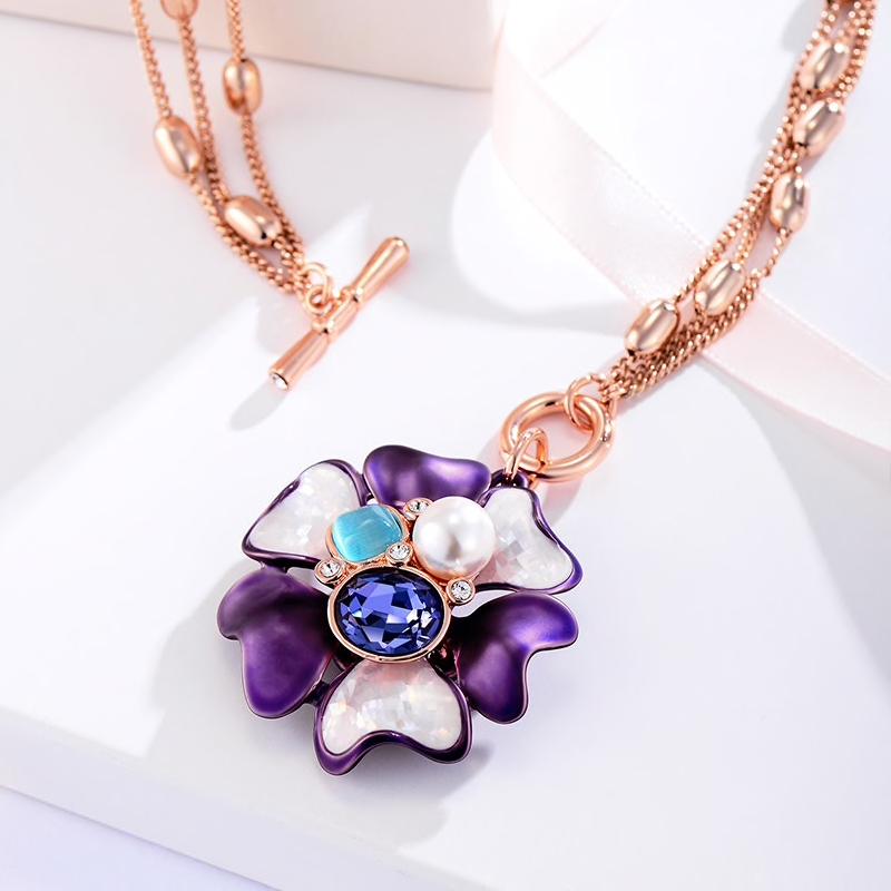 Blue Flora Multi chain Pendant - Kuberlo - Best Gift for - Imitation Jewellery - Designer Jewellery - one gram gold - fashion jewellery