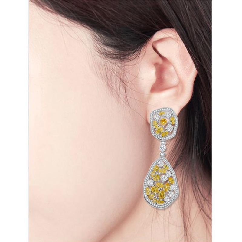 Yellow Crystal Danglers - Kuberlo - Best Gift for - Imitation Jewellery - Designer Jewellery - one gram gold - fashion jewellery