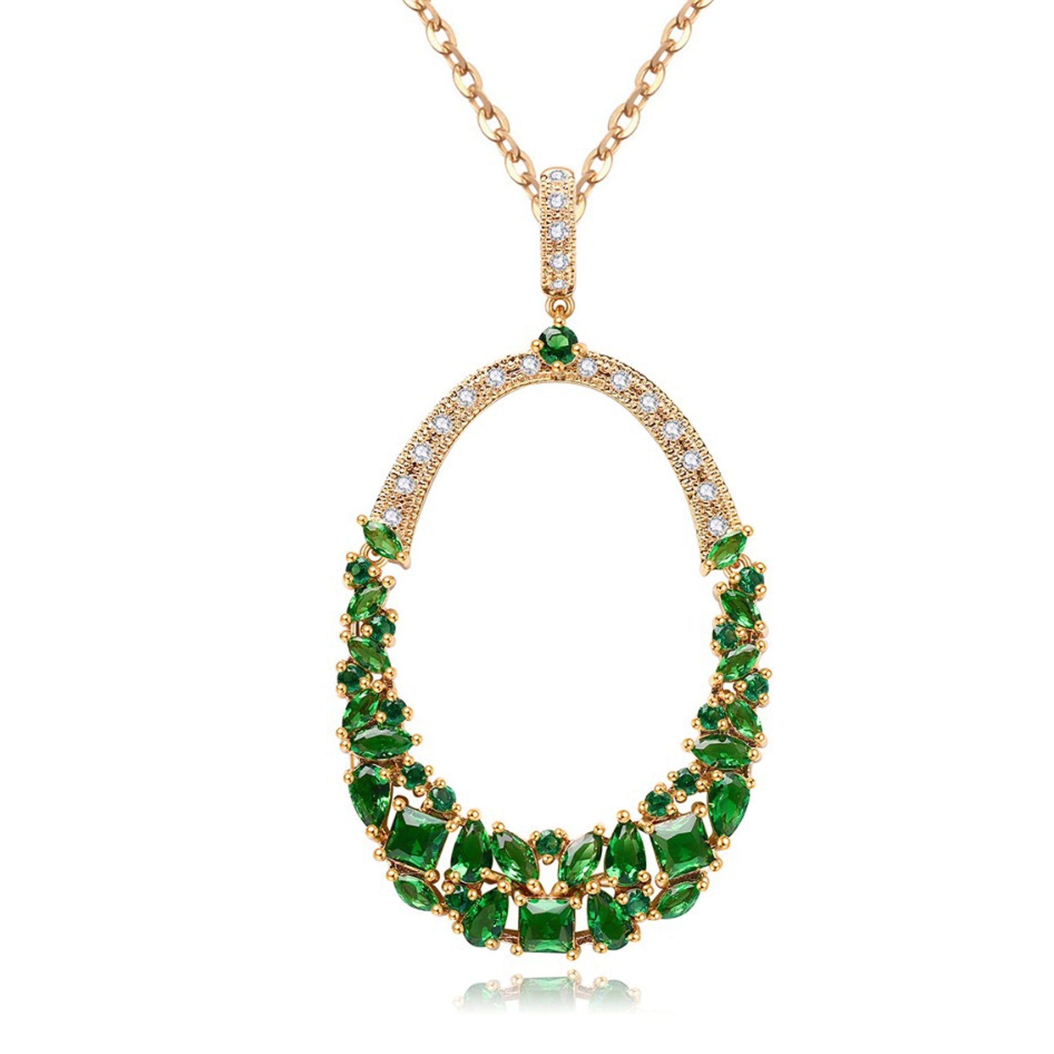 Kanoor Emerald Pendant - Green - Kuberlo - Best Gift for - Imitation Jewellery - Designer Jewellery - one gram gold - fashion jewellery