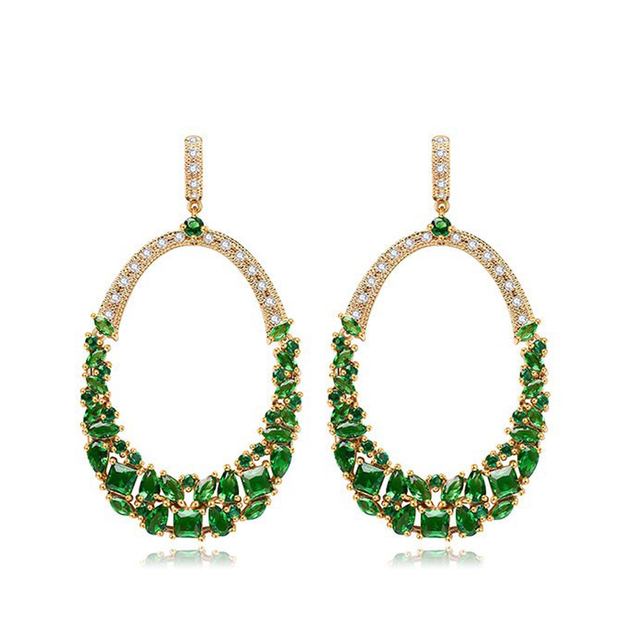 Kanoor Emerald Dangler earrings - Green - Kuberlo - Best Gift for - Imitation Jewellery - Designer Jewellery - one gram gold - fashion jewellery